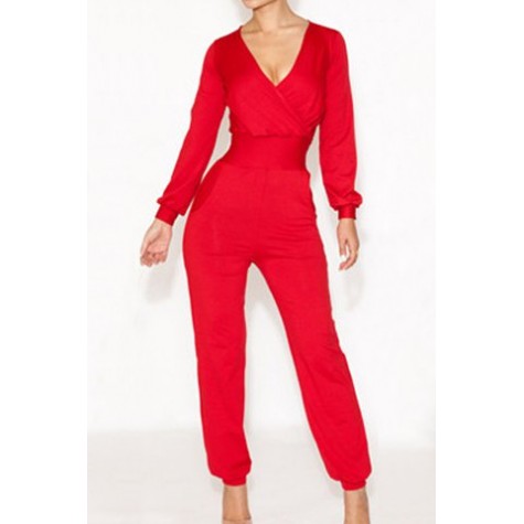 women's red jumpsuits
