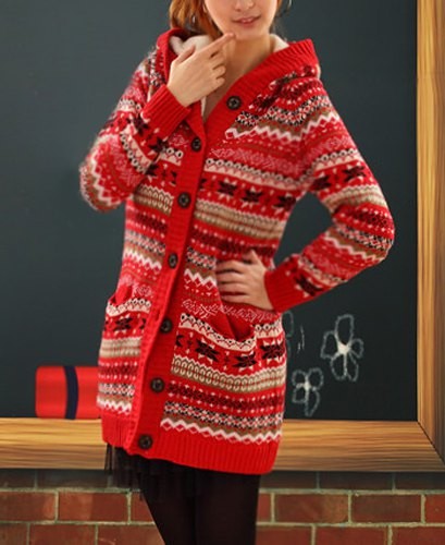 Stylish Women s Cable-Knit Loose-Fitting Hooded Cardigan apricot ...