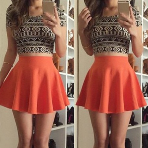Orange High Waisted Skirt | Jill Dress