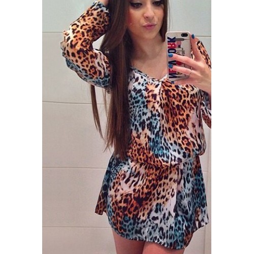 v neck leopard print dress