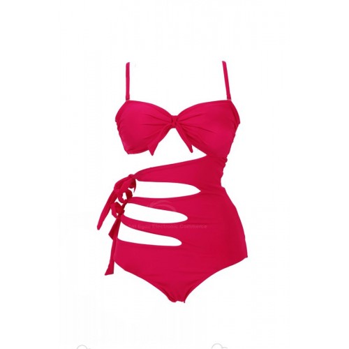 Bow Tie Solid Color Sexy Style Spandex Bikini Swimming Suit For Women Bow Tie Solid Color Sexy