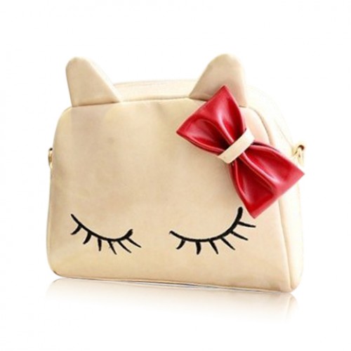 Cute Women s Crossbody Bag With Bowknot and Kitten Pattern Design ...
