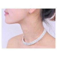 Fashion and Gorgeous Rhinestone Embellished Necklace silver