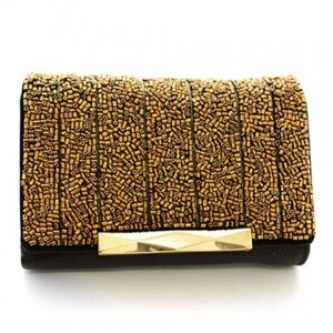 Fashion Women's Clutch Wallet With Hasp and Beading Design GOLDEN