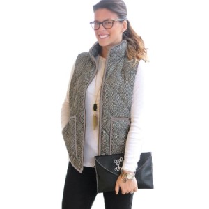 Gray Zipped Quilted Vest with Pockets Black Coffee