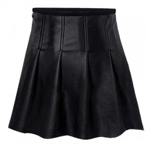 Fashionable Solid Color PU Leather Skirt For Women black