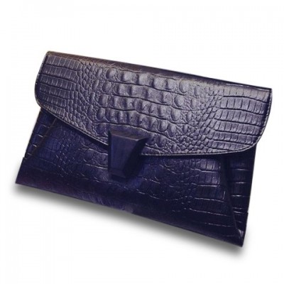 Stylish Women's Clutch Bag With PU Leather and Crocodile Print Design black blue red white