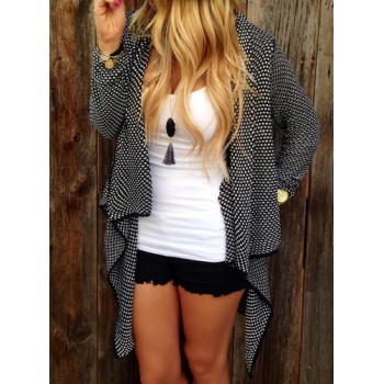 Trendy Collarless Knitted Long Sleeve Cardigan For Women black tan