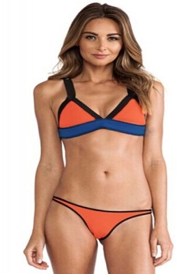Trimmed Triangular Orange Bikini with Clasp