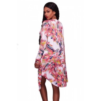 Abstract Print Teddy Swimsuit with Long Cover Up