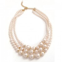 Exquisite Multi-Layered Faux Pearl Necklace For Women white