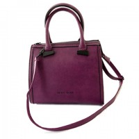 Retro Women's Tote Bag With Solid Color and Zip Design purple brown