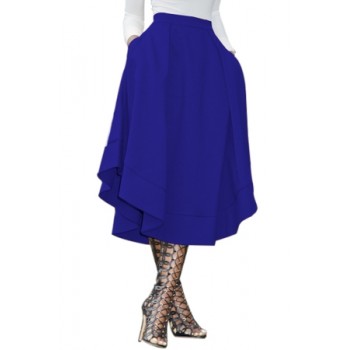 Royal Blue Making Waves High Waist Midi Skirt
