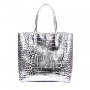 Stylish Women's Shoulder Bag With PU Leather and Snake Print Design silver black