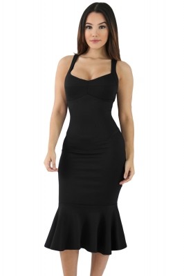 Black Elegant Mermaid Bodycon Dress