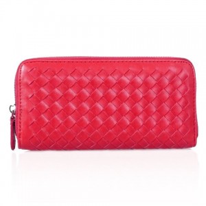 Concise Women's Clutch Wallet With Zip and Weaving Design red black white