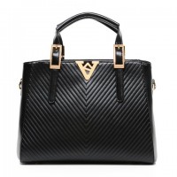 Dress Women's Shoulder Bag With Metallic and Buckle Design black white