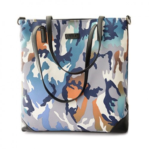 Fashion Women s Shoulder Bag With Camouflage and PU Leather Design blue ...