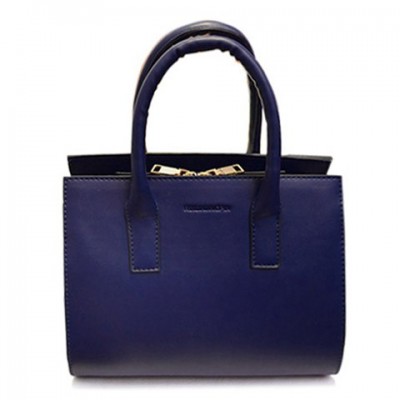 Trendy Women's Tote Bag With Solid Color and Zip Design blue black white red