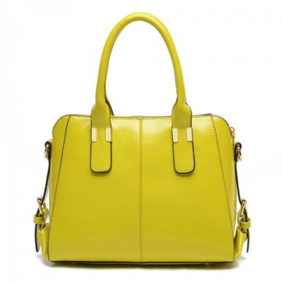 Work Style Women's Shoulder Bag With PU Leather and Solid Color Design yellow red orange