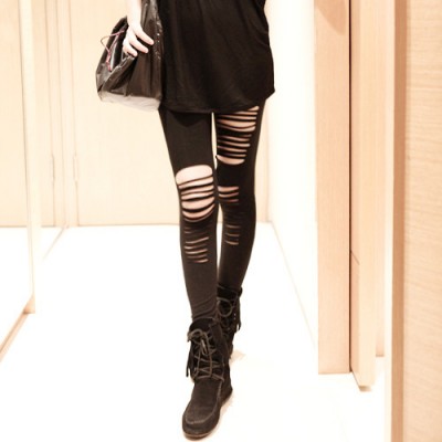 Fashionable Style Solid Color Hipster Slimming Leggings For Women black