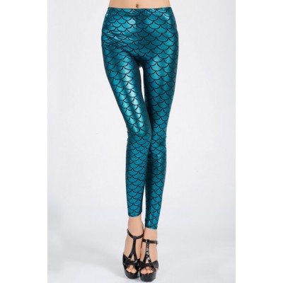Fish Scale High-Waisted Slimming Trendy Style Women's Leggings
