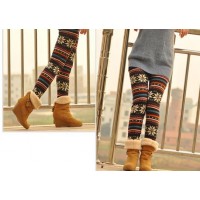 Knitted Colorful Crystal Pattern Leggings Tights Pants