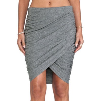 Stylish High-Waisted Bodycon Asymmetrical Slimming Skirt For Women gray