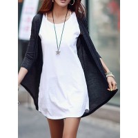 Casual Solid Color Simple Design Long Sleeve Cardigan For Women deep gray white black
