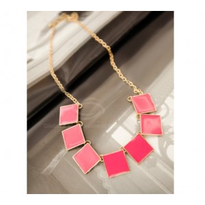 Fashion Candy Color Square Pendant Necklace For Women Rose Black