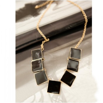Fashion Candy Color Square Pendant Necklace For Women Rose Black