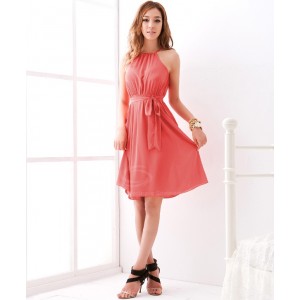 Graceful Off-The-Shoulder Solid Color Chiffon Dress With Petticoat For Women