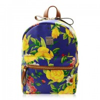 Outdoor Women's Satchel With Floral Print and PU Leather Design Backpack Blue Green yellow