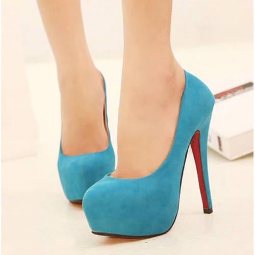 Party Women s Pumps With Suede and Round Toe Design red blue black ...