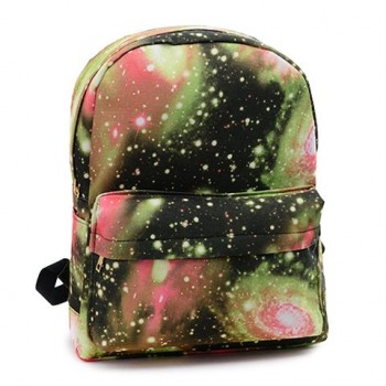 Street Style Women's Satchel With Canvas and Color Matching Design Galaxy Backpack Blue Green
