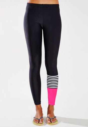 Active Elastic Waist Slimming Color Block Ninth Pants For Women (Active ...