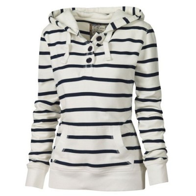 Fashionable Long Sleeves Striped Hoodie For Women stripe
