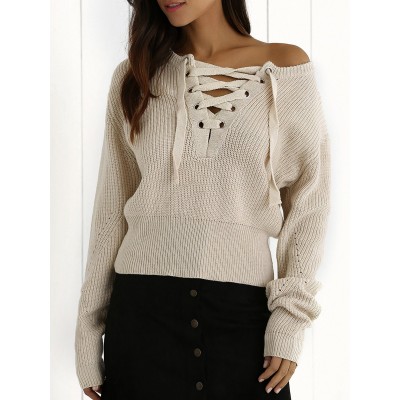 Lace Up Ribbed Sweater
