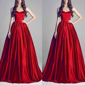 Sexy Red Strapless Maxi Dress For Women RED
