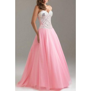 Sexy Strapless Sleeveless Sequined Lace-Up Dress For Women pink