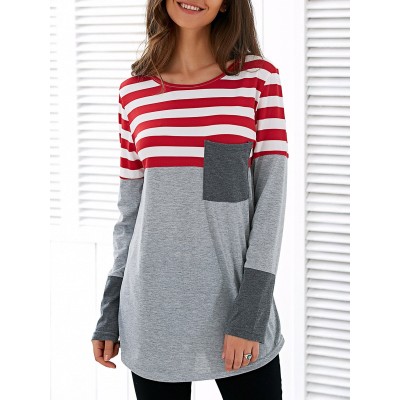 Spliced Asymmetric Striped T-Shirt