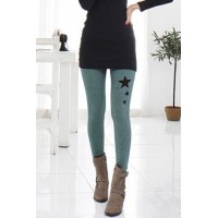 Stylish Elastic Waist Star Pattern Hollow Out Bodycon Ankle Pants For Women gray
