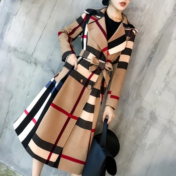 Women's trench coat leisure Lapel double-breasted all-women's trench coat 