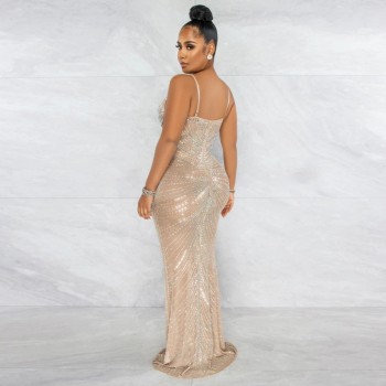 Sparkle Black Mesh Sheer Rhinestones Maxi Dress Gown Women Glam Spagetti Straps Crystal Party Dress