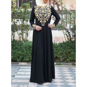 Muslim black abaya islamic clothing for women dubai kaftan robe dress
