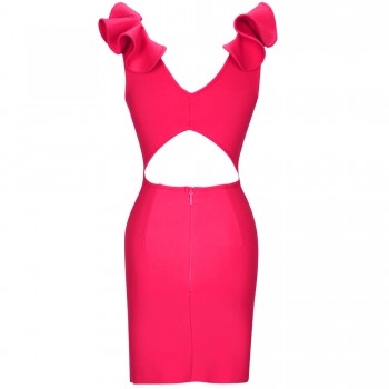 Bandage Dress for Women 2021 Pink Bodycon Dress Summer Ruffle Short Sexy Party Dress Evening Cocktail