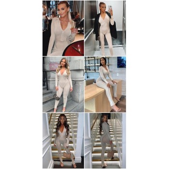 Knitted Rompers Women Jumpsuit Stretch Hollow Out Zipper Sexy Summer Jumpsuits
