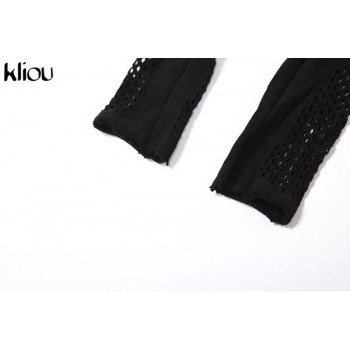 Knitted Pencil Jumpsuit Girl Midnight Outfit Sexy Hollow Out All in One Overall