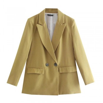 Women Double Breasted Blazer Office Lady Loose Classic Coat Suit Jacket Female Chic Outwear