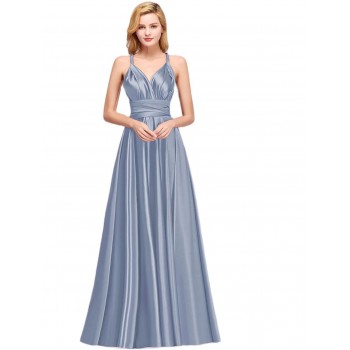  Sexy Evening Dress Infinity Style Convertible Bridesmaid V neckline Gown Sleeveless Blue